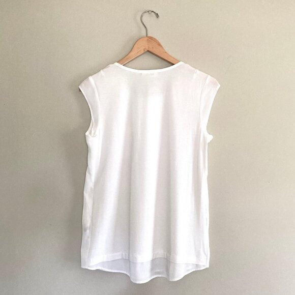 NEW! CALVIN KLEIN White Dressy Tee Cap Sleeve Sz XS - Picture 2 of 6